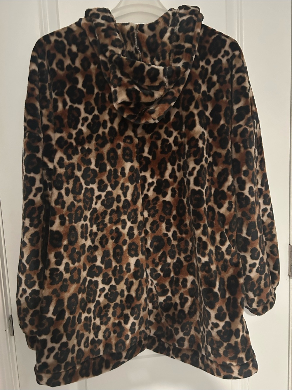 BKE Leopard-Print Teddy Jacket in Brown and Black